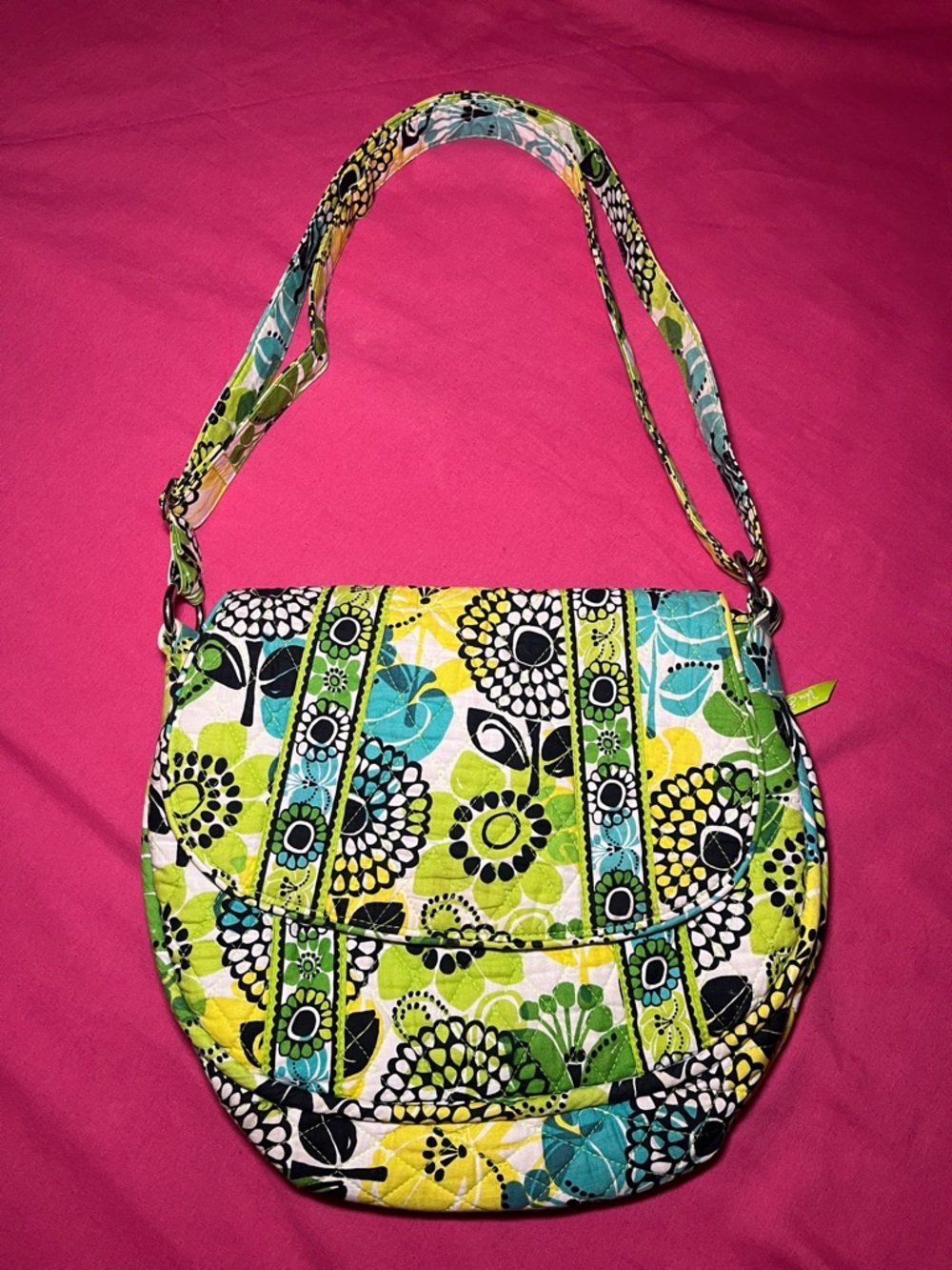 Vera Bradley “Lime’s Up” Medium Crossbody Mailbag Purse Preowned